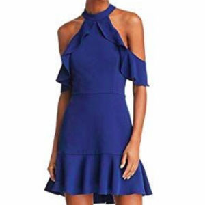 BCBGMAXAZRIA Cold Shoulder Halter Dress, Size 12